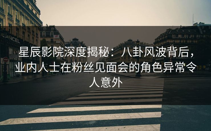 星辰影院深度揭秘：八卦风波背后，业内人士在粉丝见面会的角色异常令人意外