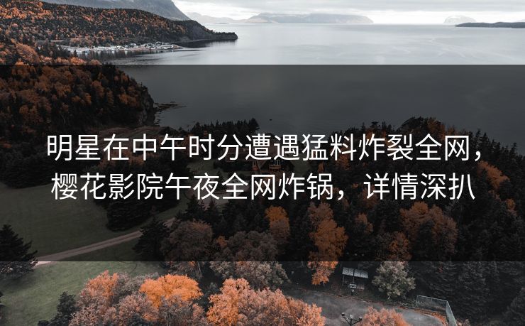 明星在中午时分遭遇猛料炸裂全网，樱花影院午夜全网炸锅，详情深扒