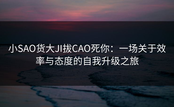 小SAO货大JI拔CAO死你:一场关于效率与态度的自我升级之旅 小SAO货大JI拔CAO死你:一场关于效率与态度的自我升级之旅