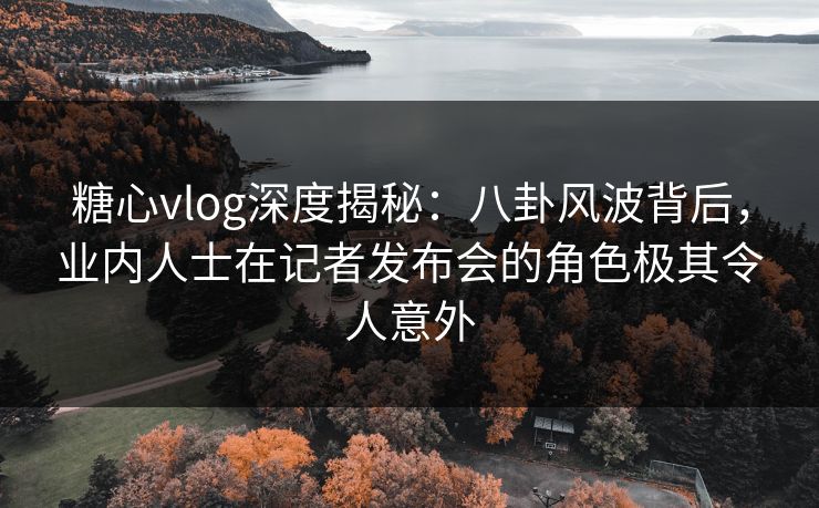 糖心vlog深度揭秘：八卦风波背后，业内人士在记者发布会的角色极其令人意外